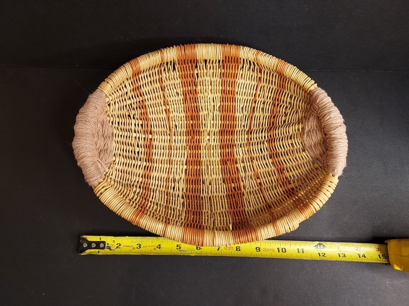 Wicker Oval Baskets with Handles Handmade, Hand-Dyed Woven Rattan Set of 2 gallery