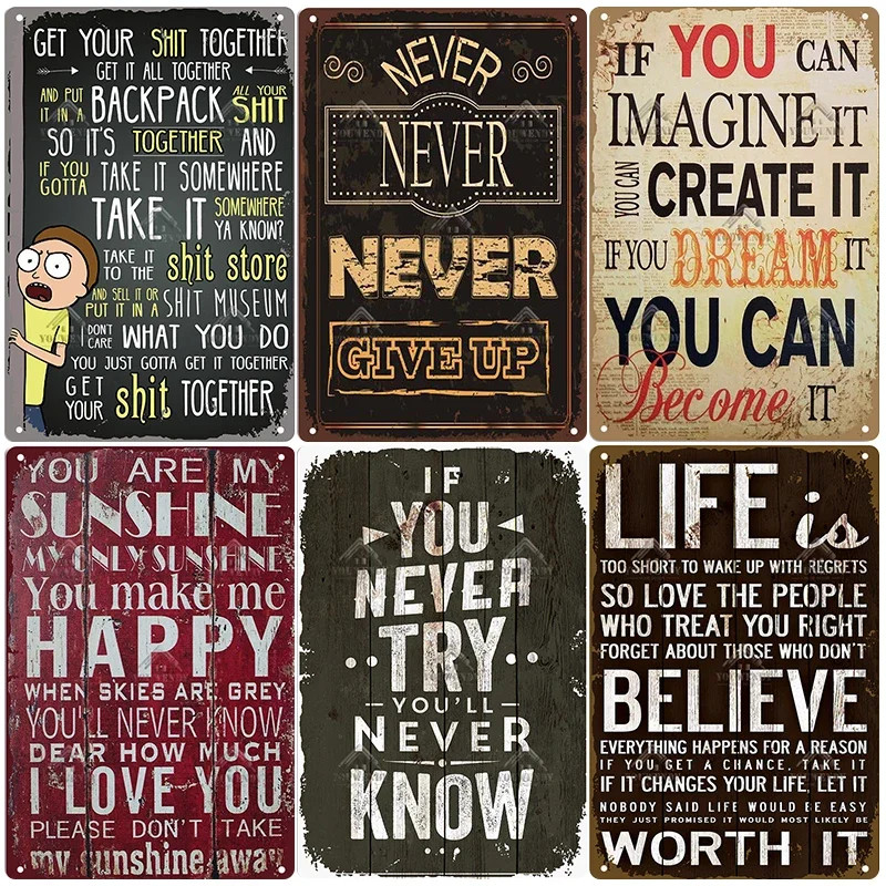 Cassic Quotes Retro Tin Metal Signs 8x12, Life Is Too Short To Want Poster, Meta gallery