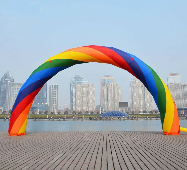 New 10*5M Inflatable Rainbow Advertising Arch with 350W Air Blower Pump Fan
