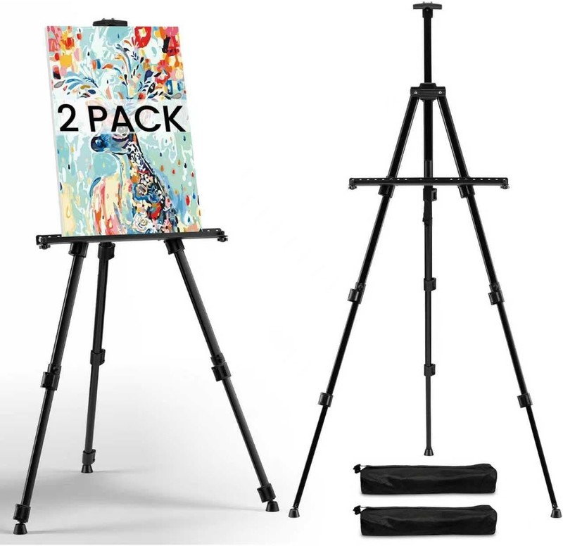 Art Easel for Painting and Display – 2pcs Adjustable Floor 66 Inch Folding