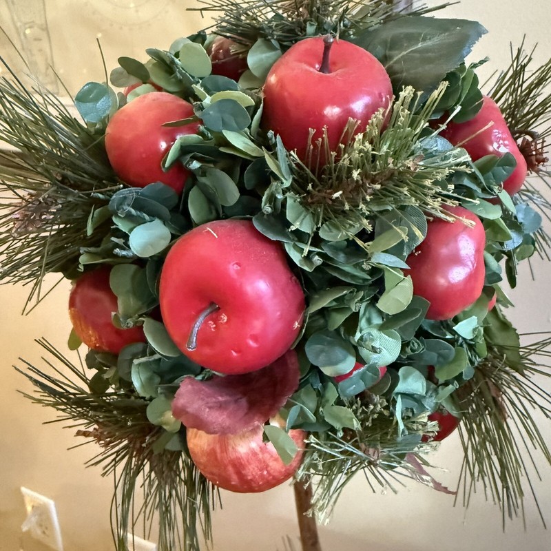 Vtg Potted Apple 21” Topiary Green Red Fruit Floral Tree French Country Decor gallery