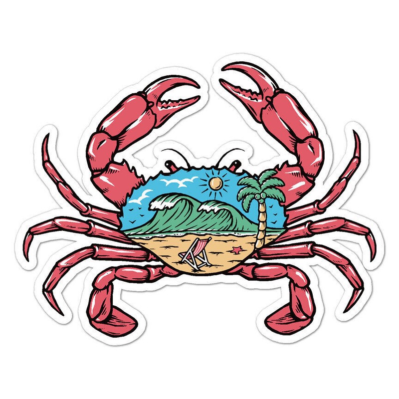 Crab Beach Surf Sticker Decal