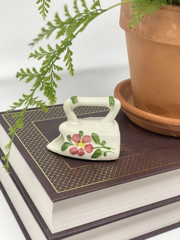 Miniature 2 in Tall Porcelain Hand Painted Iron for Toothpicks or Vase