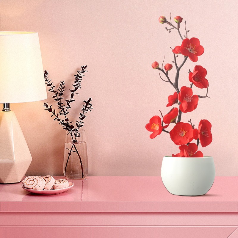 Plant Artificial Potted Flower Plastic Plum Table Blossom False Garden gallery