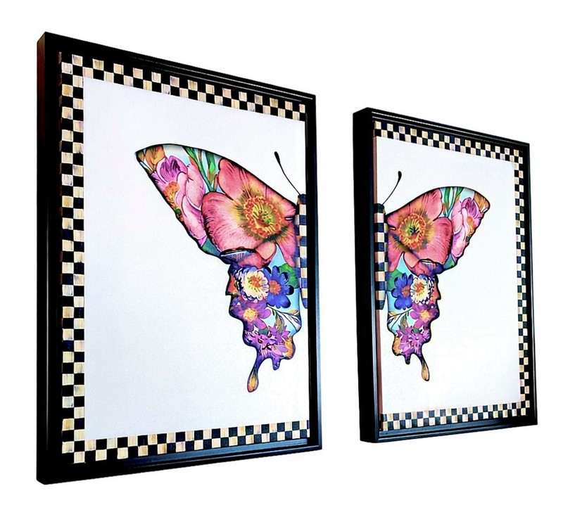 MacKenzie-Childs Diptych Giclée Set of Two Flower Market Butterfly Wall Art New gallery