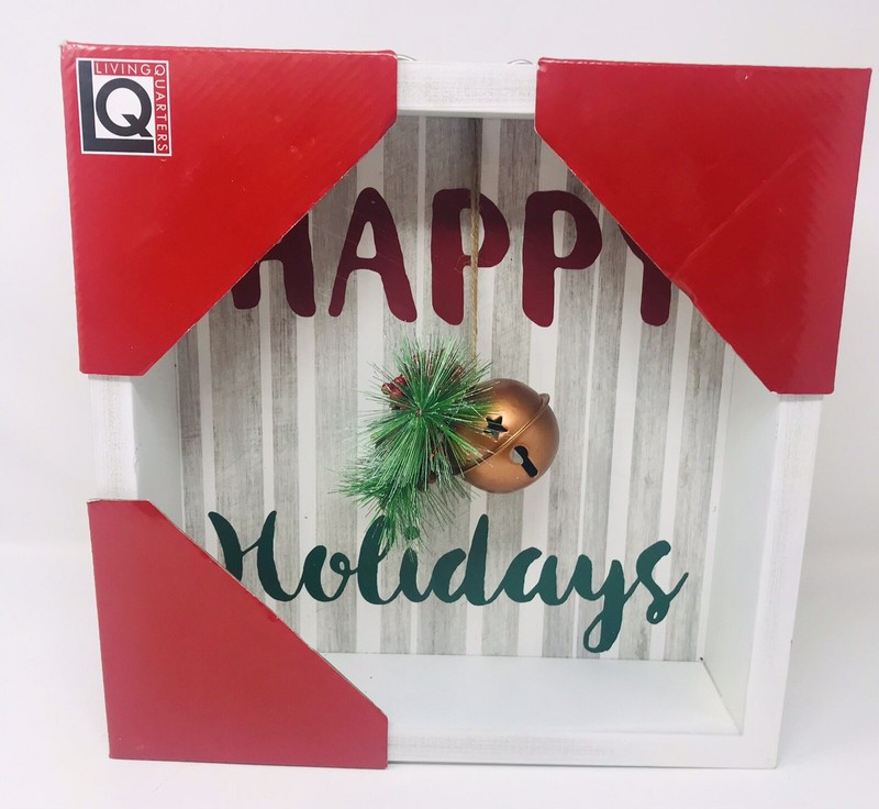 Living Quarters Wood Happy Holidays Sign 13” X 13” X 3” NEW