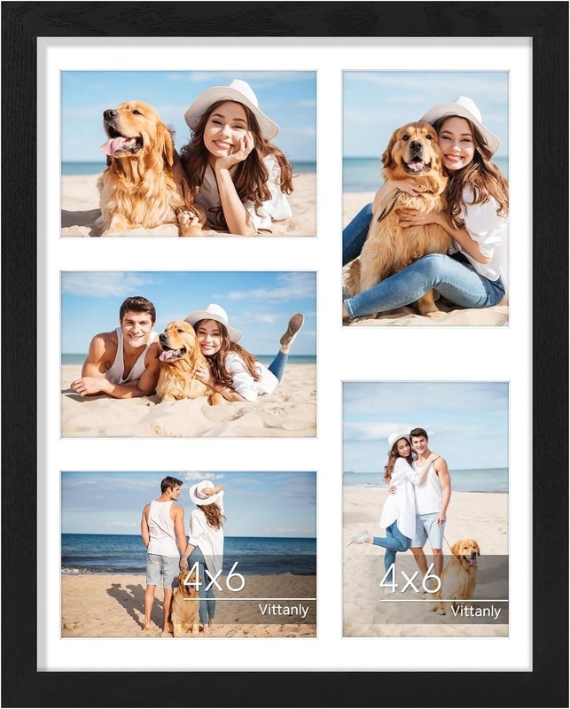 11×14 Collage Picture Frame Displays 5Pcs 4×6 Pictures W/ Mat/1Pcs 11×14 without