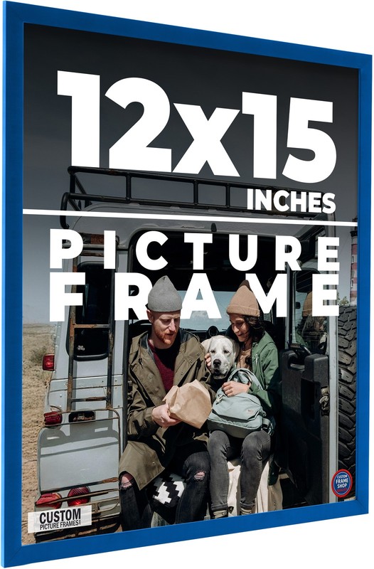 12×15 Frame Blue Solid Wood Picture Frame Width 0.75 Inches | Interior Frame Dep