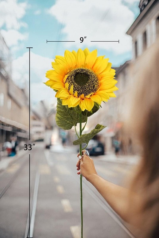 Large Sunflowers Artificial Flowers 9" Full Bloom Long Stem Artificial Sunflower gallery