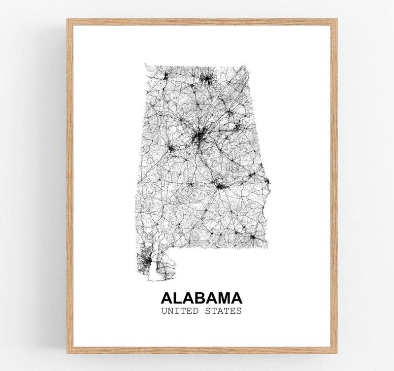 Eleville 11X14 Unframed Alabama United States 14″L x 11″W, Black and White