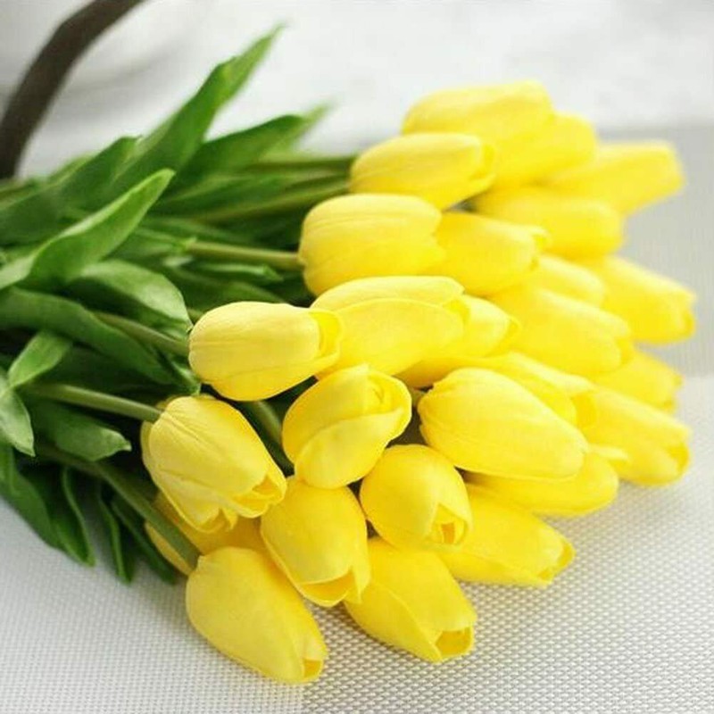 10PCS Artificial Tulips Flowers Real Touch Faux Fake Latex Tulip Wedding Bouquet