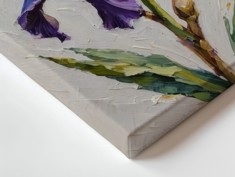 Purple And White Iris Flower Botanical Canvas Wall Art Textured Floral Print gallery