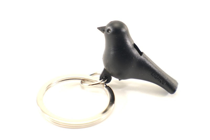 Qualy Miniature Black & White SPARROW KEYRING Whistle Key Holder Plastic gallery