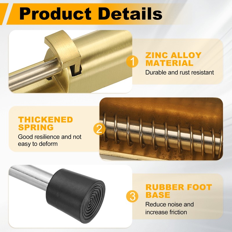 4Pcs Kickdown Door Stop Fit for Distance from the Ground 0-45mm, Gold gallery