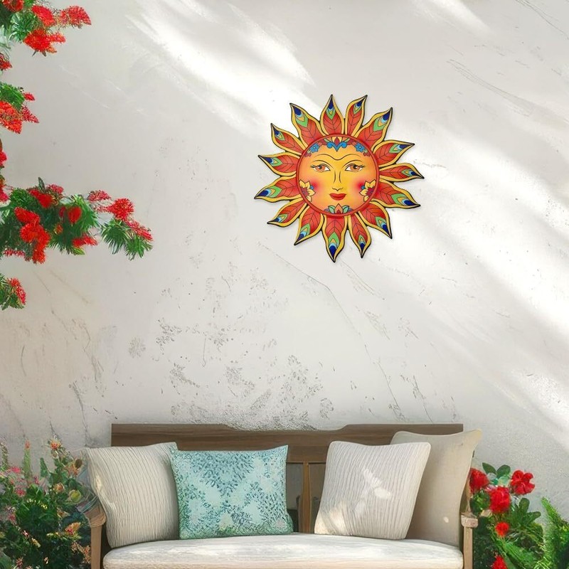 Metal Sun Flower Wall Plaque Decor Hang Art Patio Fence Porch Home Garden Office gallery