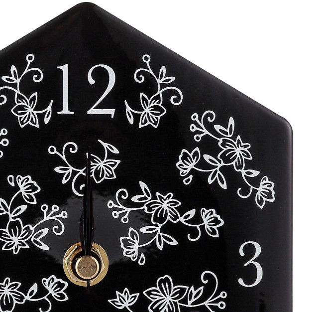 Temp-tations Desk Clock, Ceramic, 5" X 5.5", Floral Lace BLACK, T49857 gallery