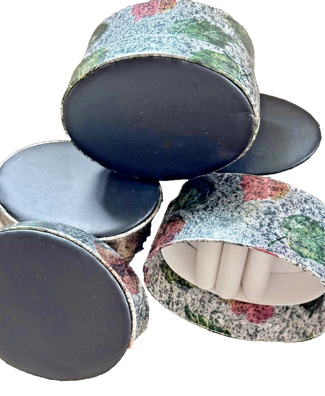 4 Decorative Boxes Lids 4″x3″ Oval Gift Silver Floral Jewelry Ring Gifts Storage