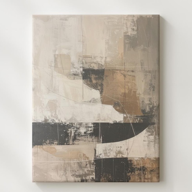Earthy Mixed Media Abstract Canvasneutral Tones & Textured Art Wall Art