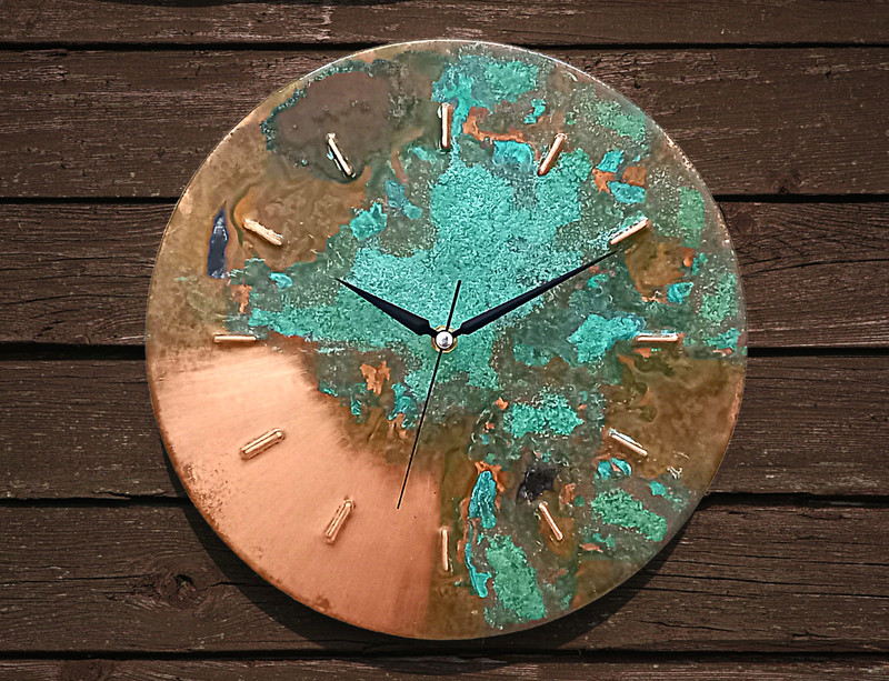 Modern Silent Original Handmade Copper Art Deco Wall Clock, Metal Wall Art Decor gallery