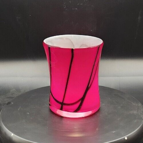 Hand-Blown Red and Black Glass Vase: Perfect for Flowers gallery