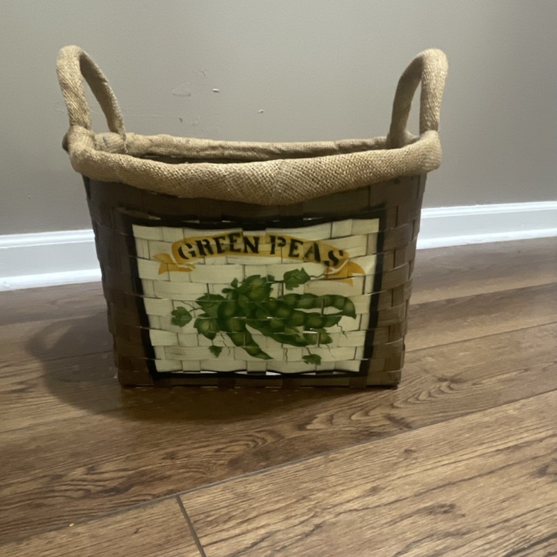 Farmhouse style, woven “Green Peas” basket