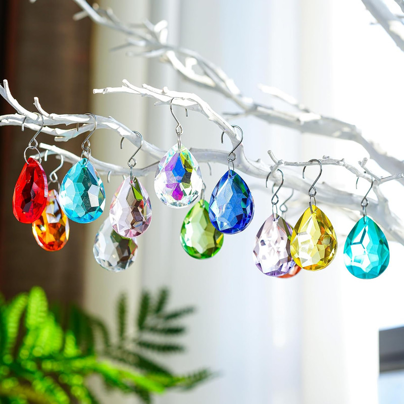 12Pcs Prisms Hanging Crystals 38Mm Multicolor Bauhinia Mix-Color