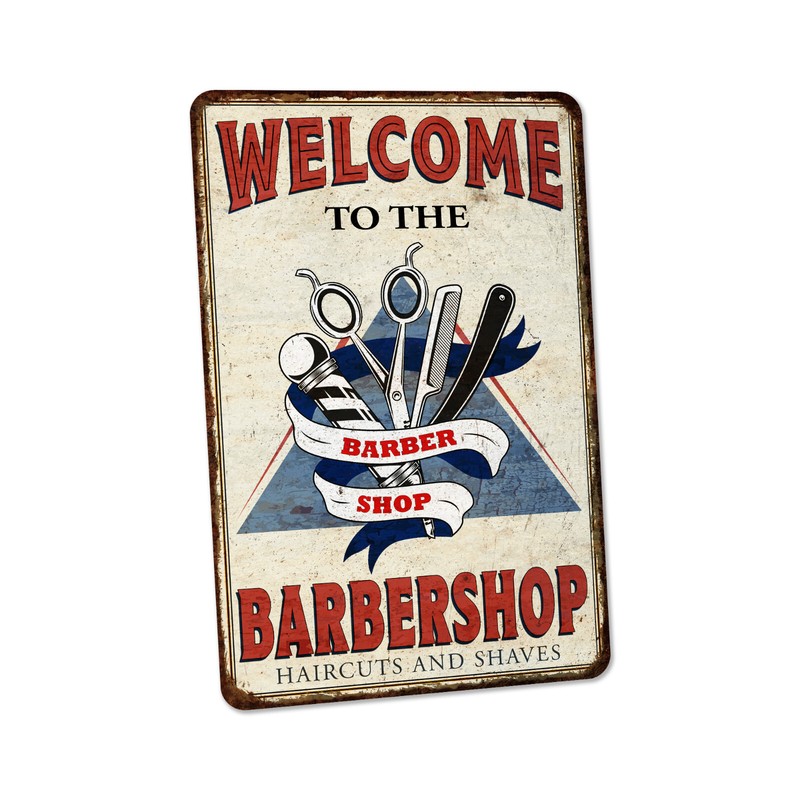 Barber Shop Sign Rustic Barber Shop Decor Hair Stylist Welcome Sign 108122001092
