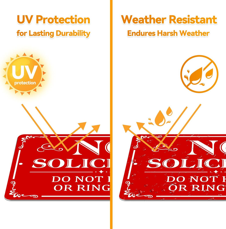 No Soliciting Sign for Front Door, (2 Pack) Self-adhesive , 9 x 6 inches Aluminu gallery
