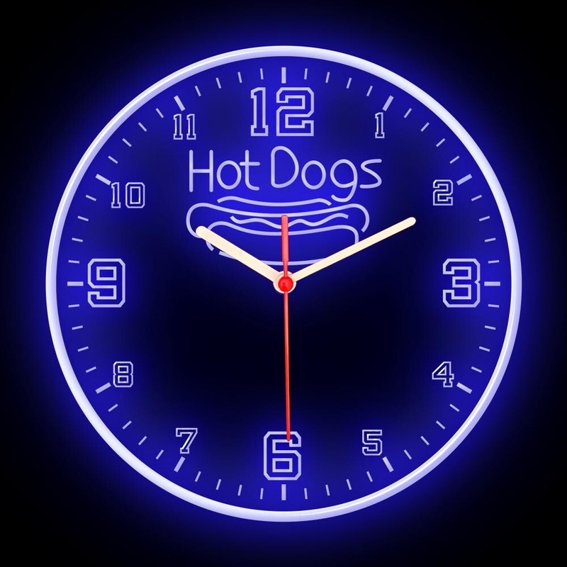 Hot Dogs Cafe Shop Bar Open Home Decor Colorful Flexible Neon Clock 10″