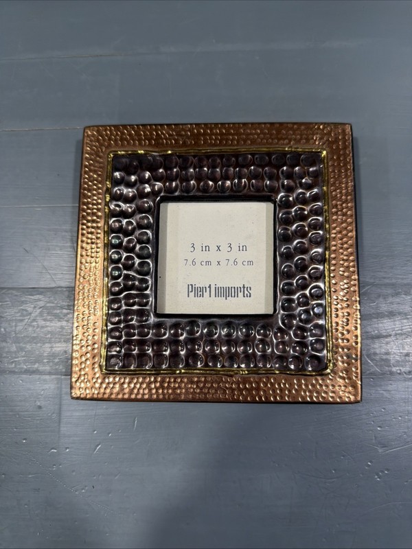 Pier 1 Imports 3 X 3 Photo Frame, Hammered Metal