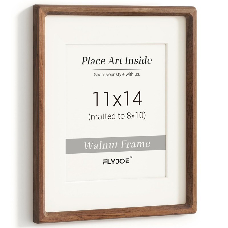 11×14 Picture Frame with Anti-Scratch Tempered Glass – Natural Walnut Wood