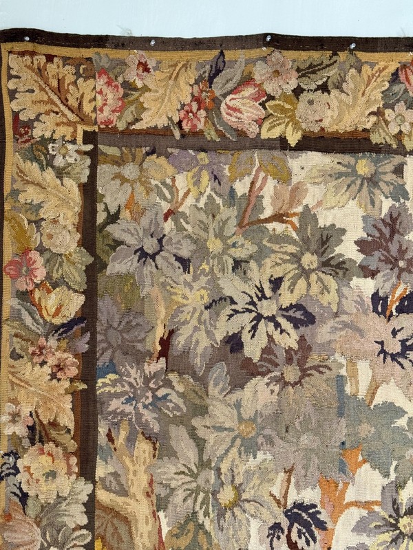 98x88 Antique French woven tapestry handmade wall art hanging unique LARGE Verd gallery