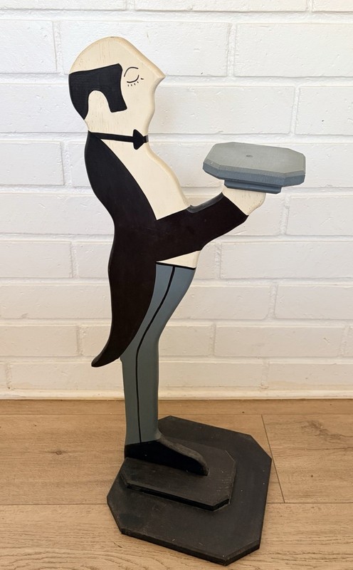 Wooden Folk Art Silent Butler Novelty Drink Stand/Smoking Stand By Ernest McLeod