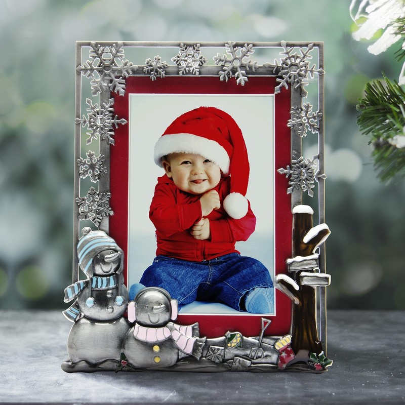 Neil Inc. Pewter Winter Snowman Christmas Picture Frame gallery