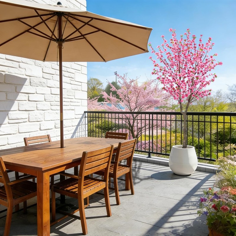6.5ft Artificial Cherry Blossom Tree with 32 Branches, Pink Silk Flowers for gallery