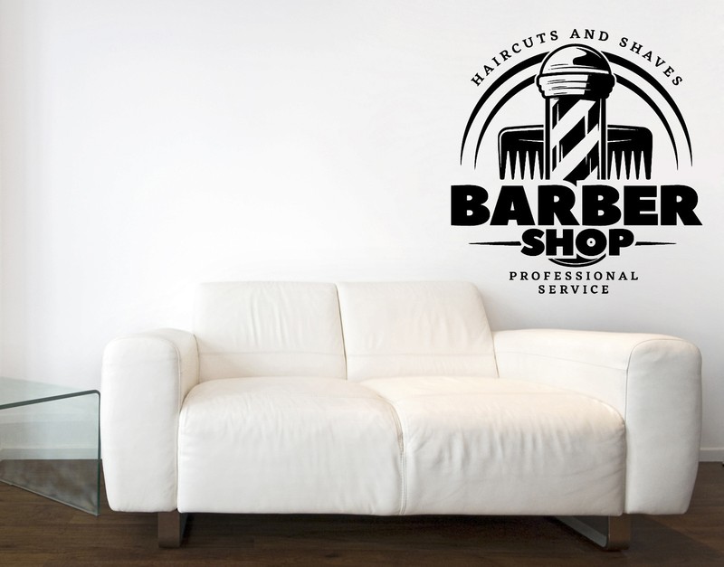 Wall Vinyl Decal Haircuts and Shaves Barbershop Professional Service Decor z4810