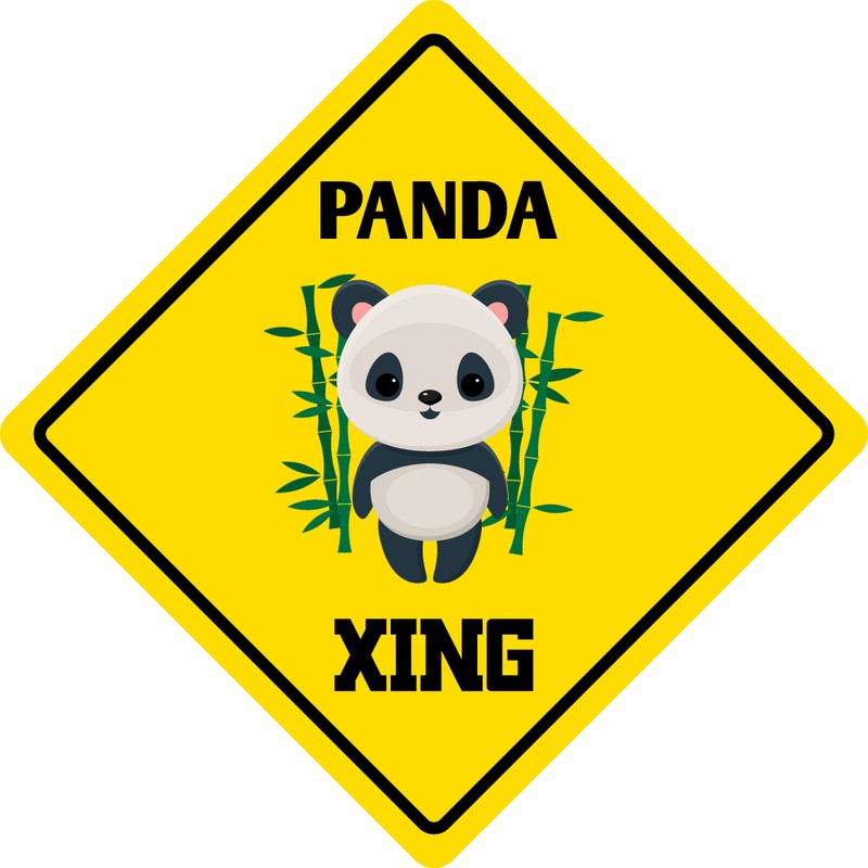 *Aluminum* Panda Crossing Funny Metal Novelty Sign 12″x12″