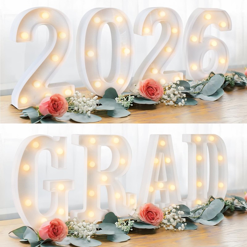 Graduation Decorations 2026 Deals - 8 LED Marquee Light Up Letters GRAD 2026 ...