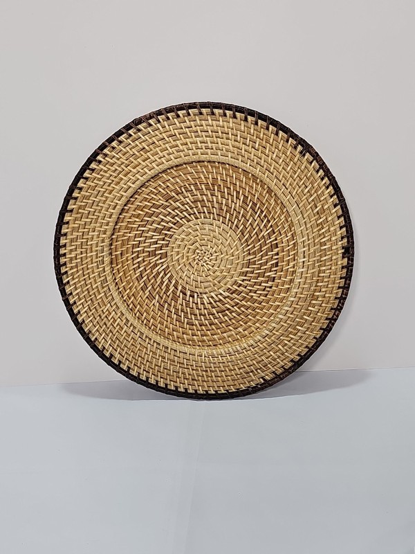 Rattan Woven Serving Tray Plate Holder 13″ Home Decor Sturdy Set Of 4 Free Ship