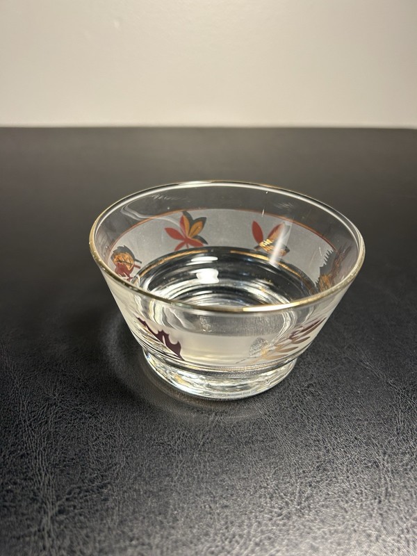 Vintage Glass Bowl Gold Fall Leaf Decorative 2 In Tall MCM