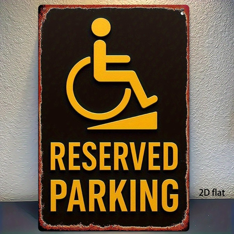 Metal Disabled Parking Sign 8×12 Inches 2D Flat