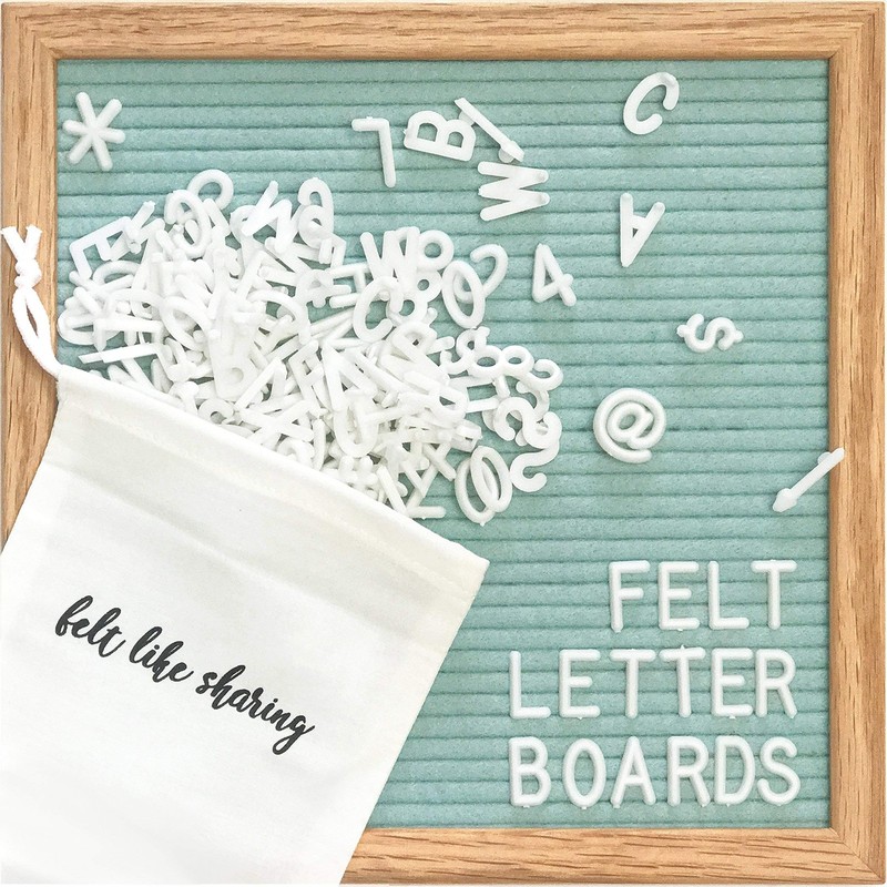 Light Seafoam Green Felt Letter Board, 10″x10″ Changeable Letter Board + 300 .