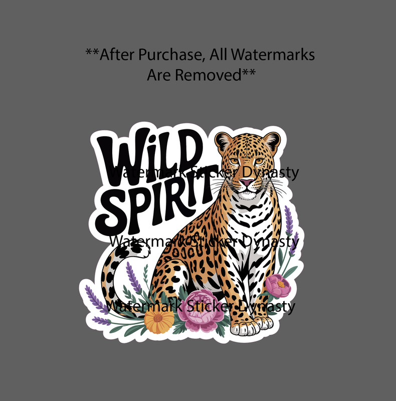 Wild Spirit Sticker Waterproof Decal Leopard Flower Floral Jaguar Gift NEW