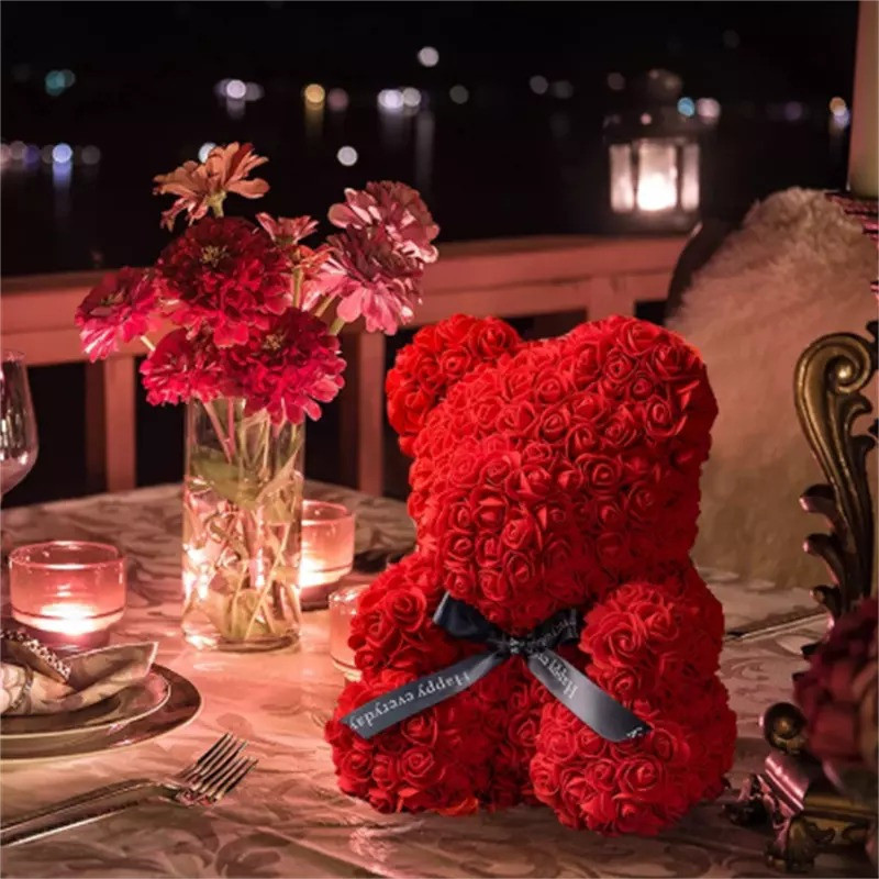 Wedding Rose Teddy Bear With Box For Women Valentines Girlfriend Birthday Gifts gallery