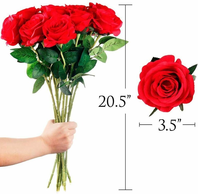 20PCS Red Silk Rose Artificial Flower Proposal Bouquet Home Decor Party Gift USA gallery