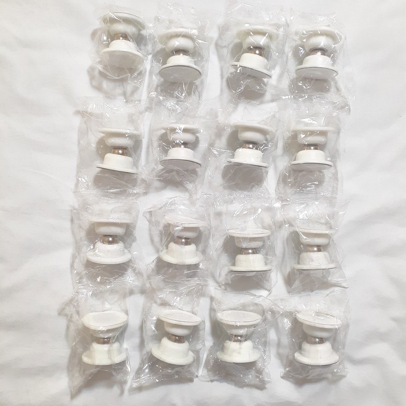 Set of 16 Magnetic Silicone White Door Stoppers No Drill Silent Anti-Collision