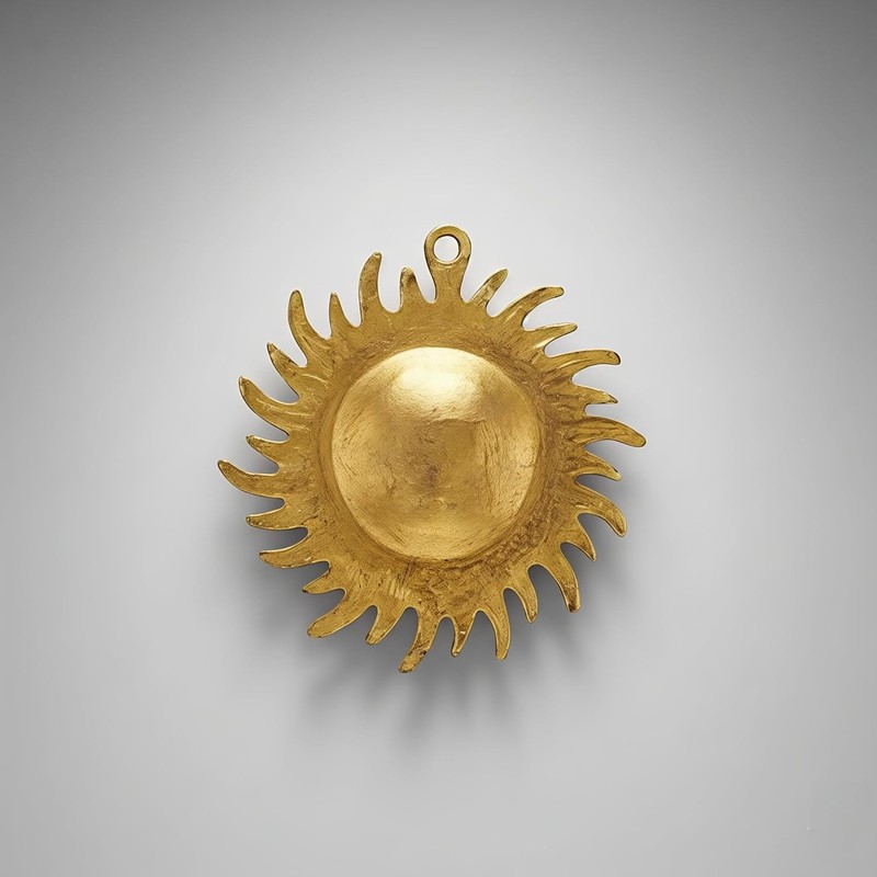 Pure Copper Small Idol of Sun Face Wall Hanging Vastu Positivity Home Office 6" gallery