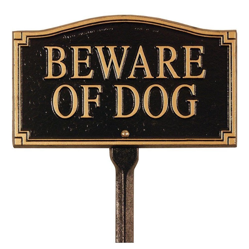 Whitehall Products Beware of Dog Garden Yard Lawn Sign Black Gold Outdoor
