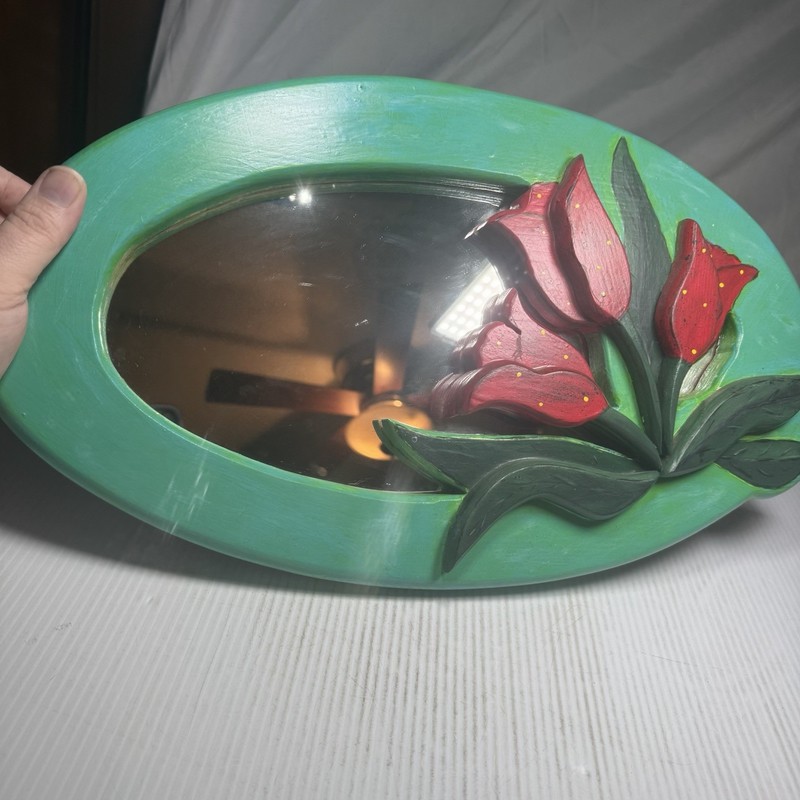 11”x19” Hand Painted Oblong Tulip Mirror