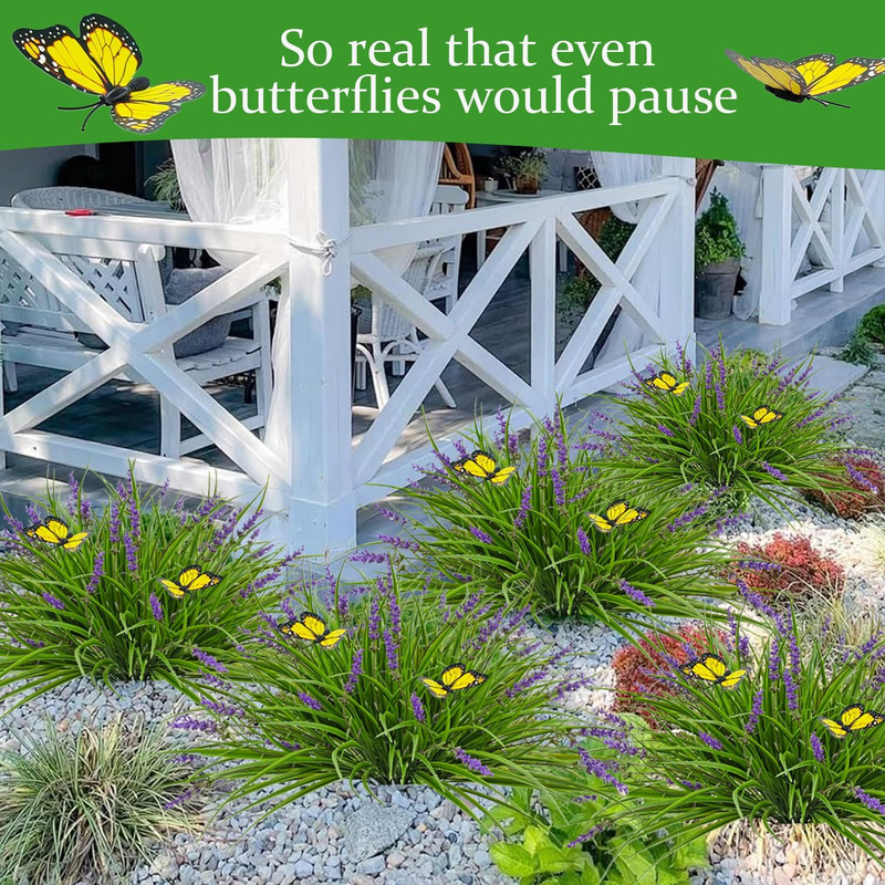 16 Bundles Artificial Outdoor Plants and 2 Pcs Butterfly Stakes Fake Monkey Gras gallery